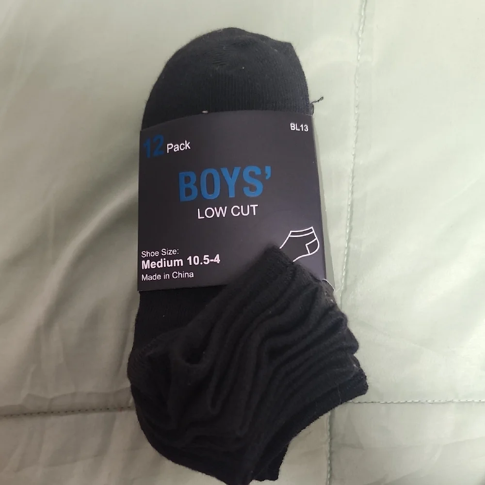 Boys' Low Cut Black Socks - 12 Pack